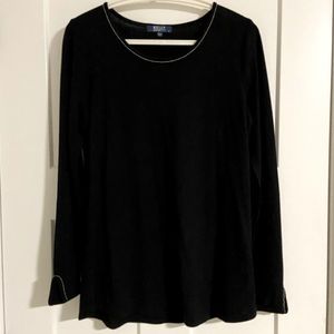 Clinton by Clinton Kelly long sleeve lightweight sweater w/beading @ neck/sleeve